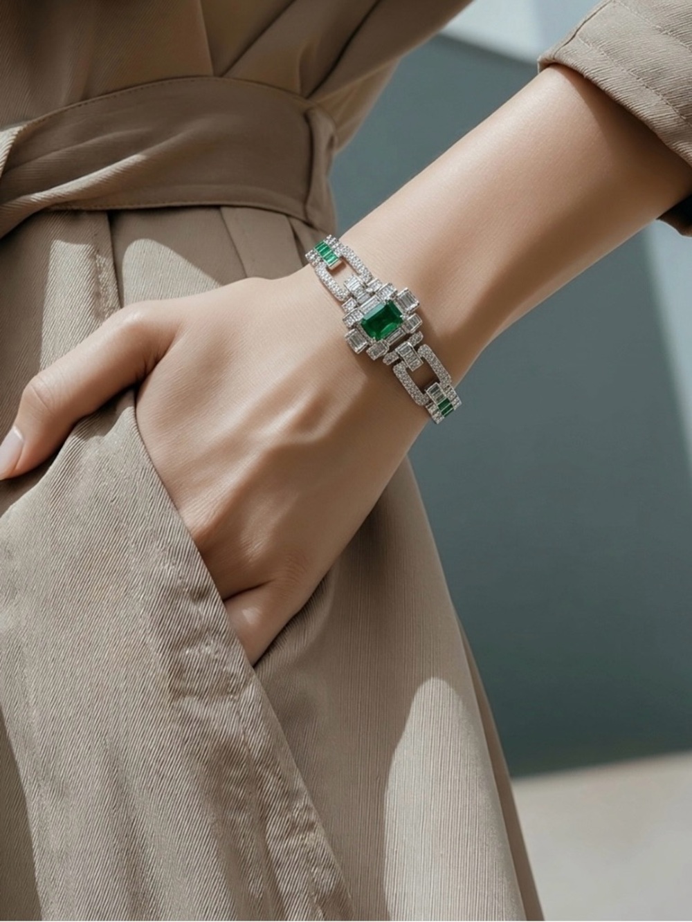 Emerald Green Crystal Tennis Bracelet - Women Jewelry